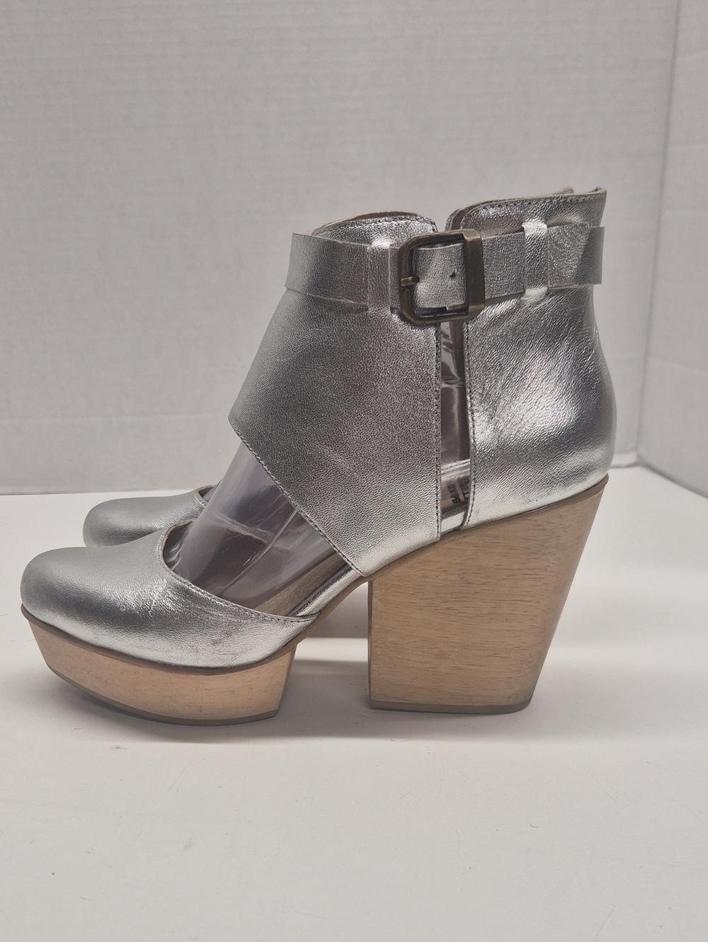 Fortress Of Inca Hannah Platform Sandals High Block Heel Metallic Silver 8.5